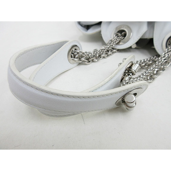 Christian Dior Letranto Chain Shoulder Bag Leather White - Picture 6 of 10